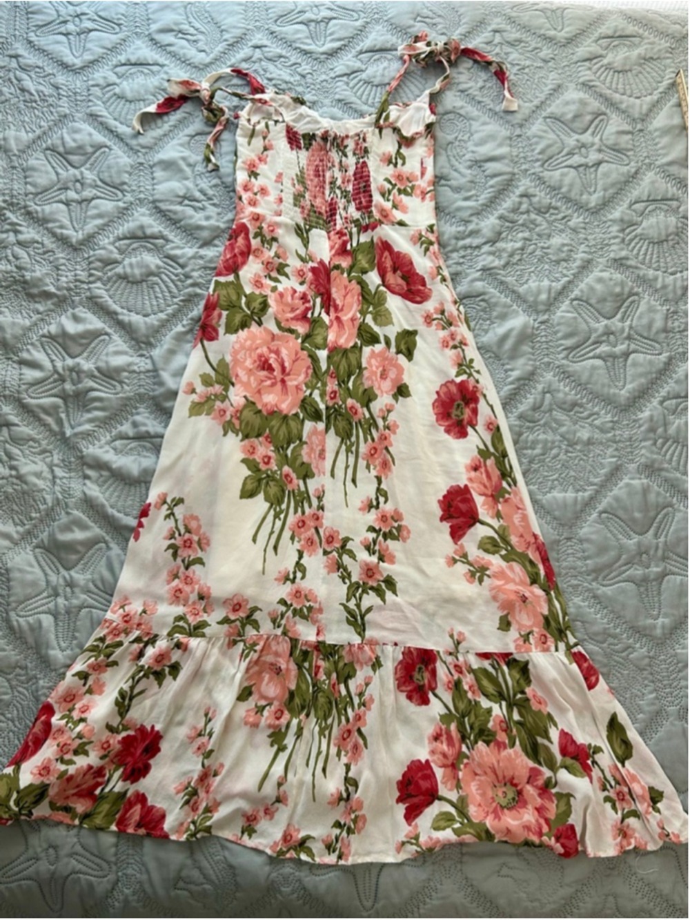 Reformation Nikita Etienne Floral Midi Dress Size 2 Tie Strap Cottagecore - Picture 6 of 13